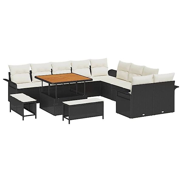 vidaXL Garten-Sofa-Set 13-Tlg Schwarz Poly Rattan 3362185 günstig online kaufen