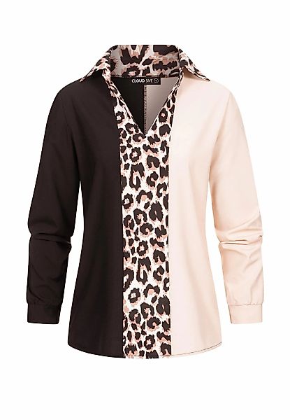 CLOUD 5IVE T-Shirt "CLOUD 5IVE Colorblock Bluse mit Leo Print Streifen" 1 S günstig online kaufen