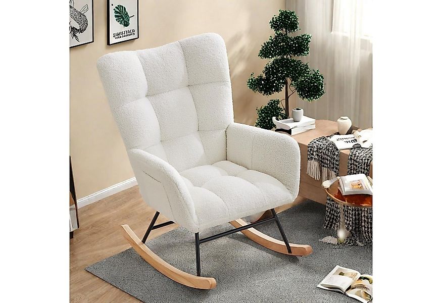 GarveeMore Schaukelstuhl mit Kissen,Teddystoff,Relaxstuhl,Stillsessel,Schau günstig online kaufen