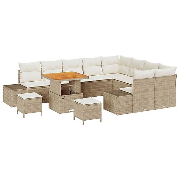 vidaXL Garten-Sofa-Set mit Speicher 12-Tlg Beige Poly Rattan 3362821 günstig online kaufen