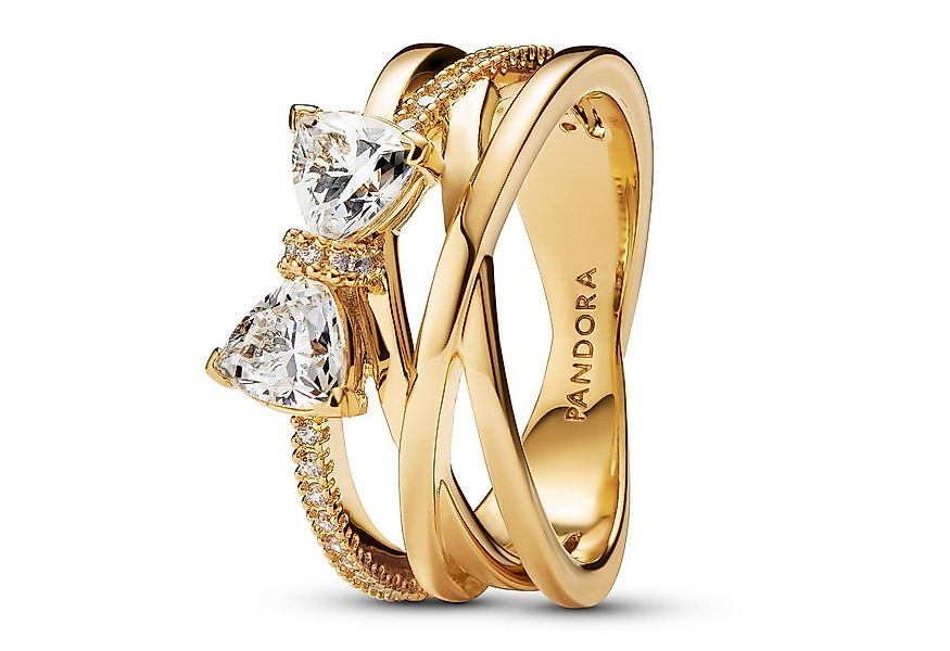 Pandora Fingerring Damenring Funkelnde Schleife Goldfarben günstig online kaufen