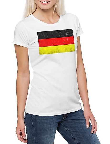 Urban Backwoods Print-Shirt German Flag Vintage Damen T-Shirt Deutschland B günstig online kaufen