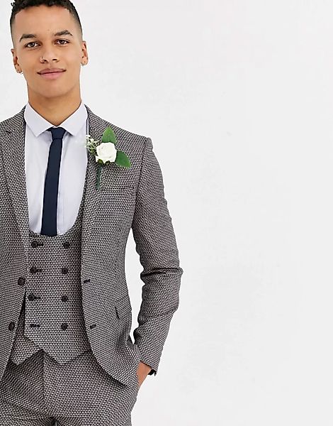 ASOS DESIGN Wedding – Sehr eng geschnittene Anzugjacke aus fein strukturier günstig online kaufen
