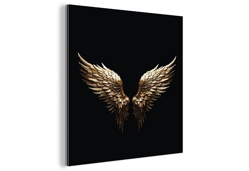 MuchoWow Metallbild Flügel - Engel - Gold - Schwarz - Abstrakt, Inkl. Aufhä günstig online kaufen