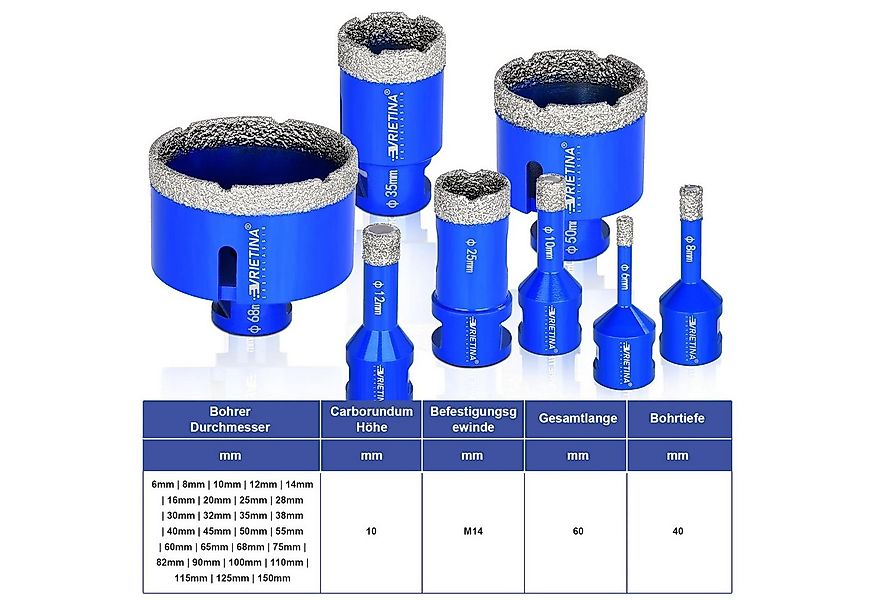 XERSEK Lochsäge 7tlg M14 Diamant Bohrkrone Fliesenbohrer Diamantbohrer Glas günstig online kaufen