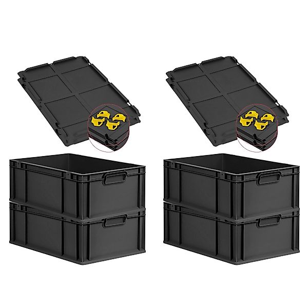 PROREGAL SuperSparSet 4x Eurobox Nextgen Grip Mit Auflagedeckel Und Gelben günstig online kaufen