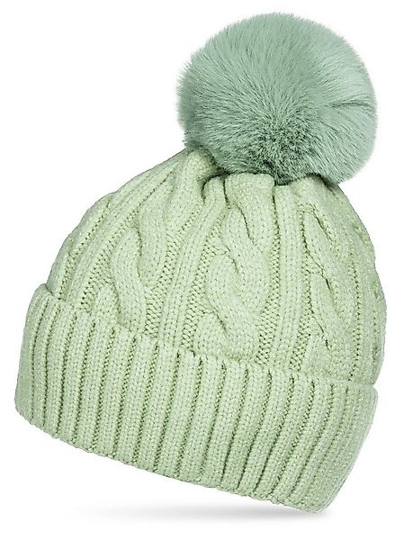 Caspar Bommelmütze MU218 Warme Damen Bommelmütze Zopfmuster extra warm mit günstig online kaufen