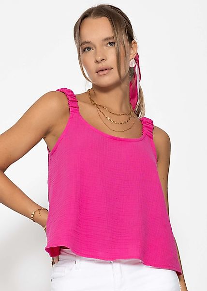 SASSYCLASSY T-Shirt Musselin Top mit gerafften günstig online kaufen