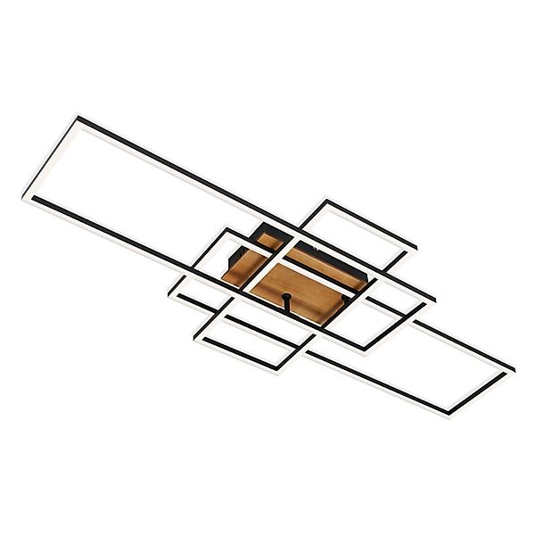 Brilo LED Deckenleuchte Frame Dimmbar CCT Fernbedienung 104 cm Schwarz-Holz günstig online kaufen