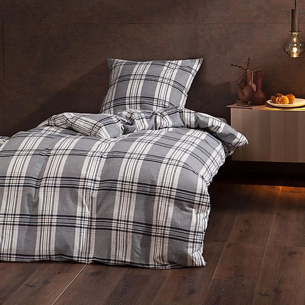Bettwäsche Dormabell Flanell Karo 21260 hellgrau Kariert 135x200 günstig online kaufen