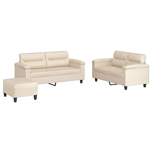 vidaXL 3-Tlg Sofagarnitur mit Kissen Beige Mikrofasergewebe 3202325 günstig online kaufen
