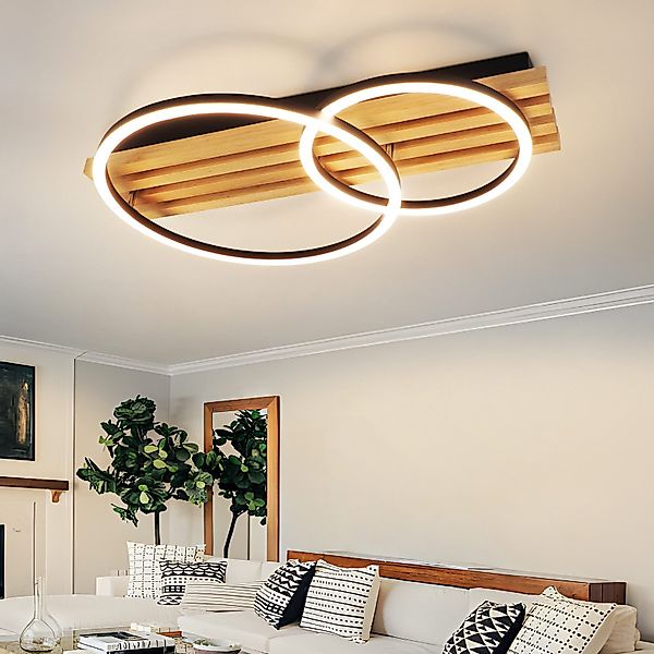 Nettlife LED Deckenleuchte Dimmbar Holz 3 günstig online kaufen