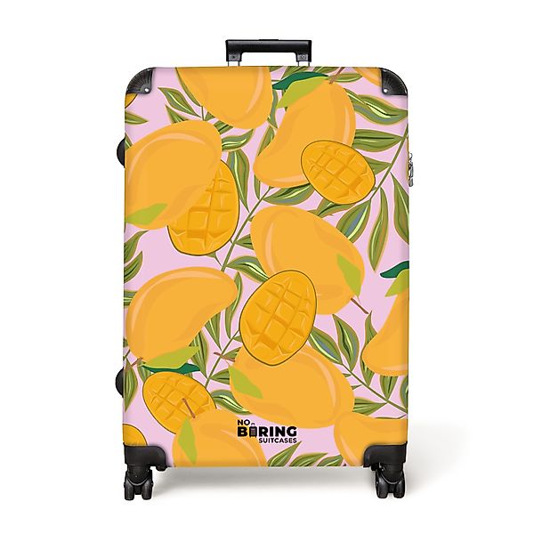 NoBoringSuitcases.com© Hartschalen-Trolley Rosa mit orangefarbenen Mangos günstig online kaufen