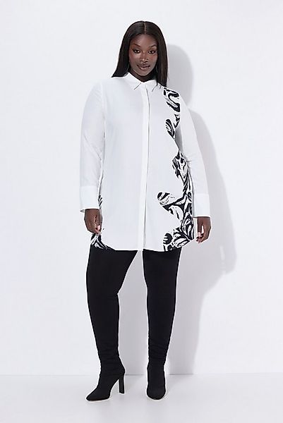 Ulla Popken Hemdbluse Longbluse Animal-Design Hemdkrage Langarm günstig online kaufen