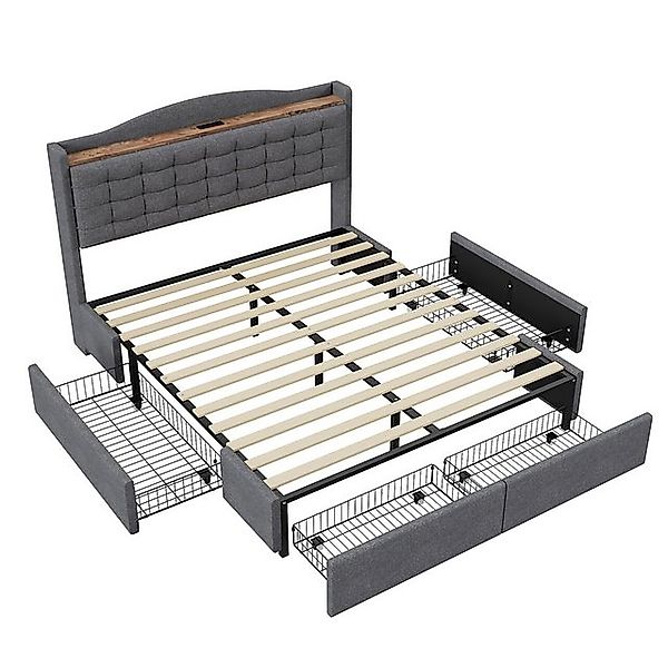 STILVORA Polsterbett 160×200 Bettgestell mit Matratze,bett mit Stauraum & U günstig online kaufen