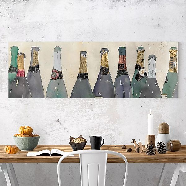 Leinwandbild Küche - Panorama Entkorkt - Champagner günstig online kaufen