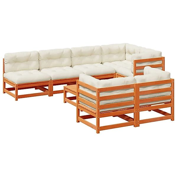 vidaXL 8-Tlg Garten-Sofagarnitur mit Kissen Wachsbraun Kiefernholz 3299347 günstig online kaufen