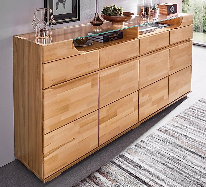 Home affaire Sideboard "Vetro,200cm breit,40 cm tief,4 Schubladen Oberplatt günstig online kaufen