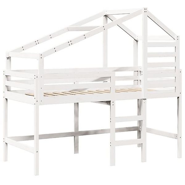 vidaXL Bett Hochbett mit Leiter und Dach Weiß 90x200 cm Massivholz Kiefer günstig online kaufen