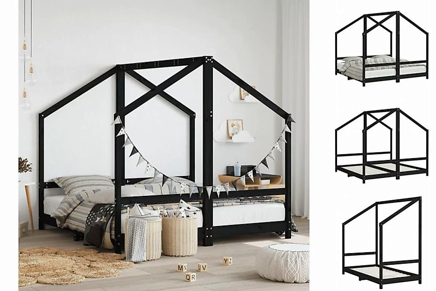 vidaXL Kinderbett Kinderbett Schwarz 2x80x160 cm Massivholz Kiefer günstig online kaufen