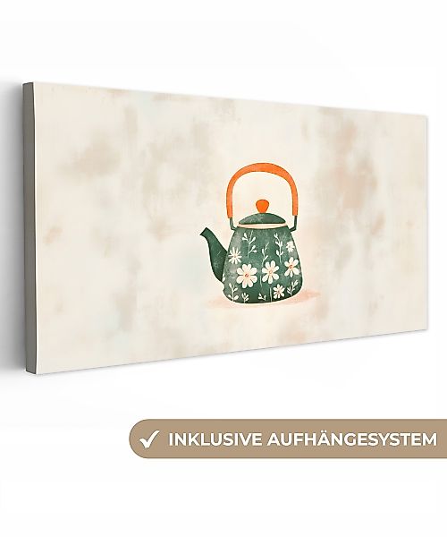 OneMillionCanvasses® Leinwandbild Panorama Teekanne - Grün günstig online kaufen