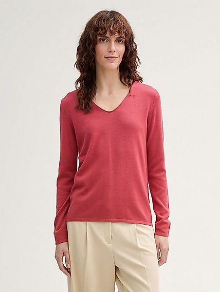 TOM TAILOR Strickpullover Dünner Strickpullover Basic V-Ausschnitt Stretch günstig online kaufen