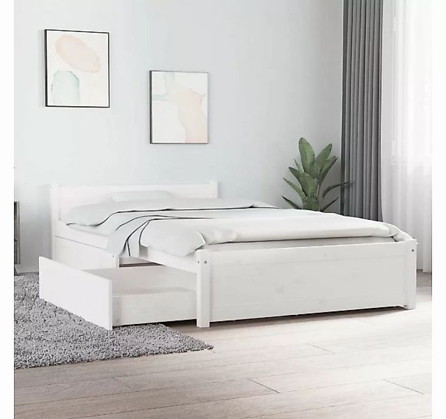 vidaXL Bettgestell Bett mit Schubladen Weiß 90x200 cm Bett Bettgestell Einz günstig online kaufen