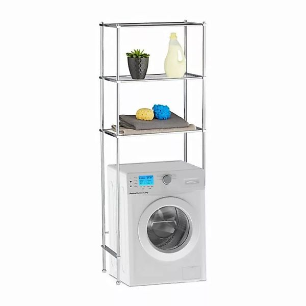 relaxdays Überbauregal Waschmaschine 3 Ablagen silber günstig online kaufen