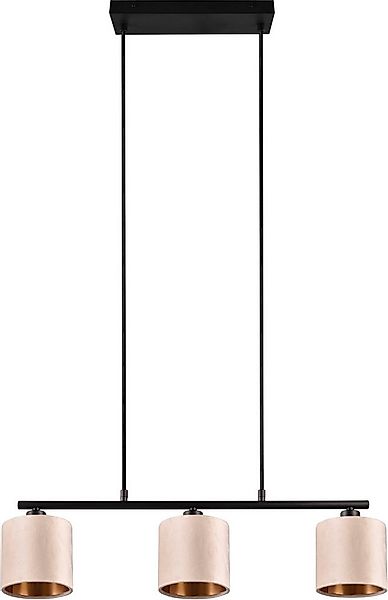 my home Pendelleuchte JOSIE, Hängeleuchte 3-flammig mit Samtschirm beige / günstig online kaufen