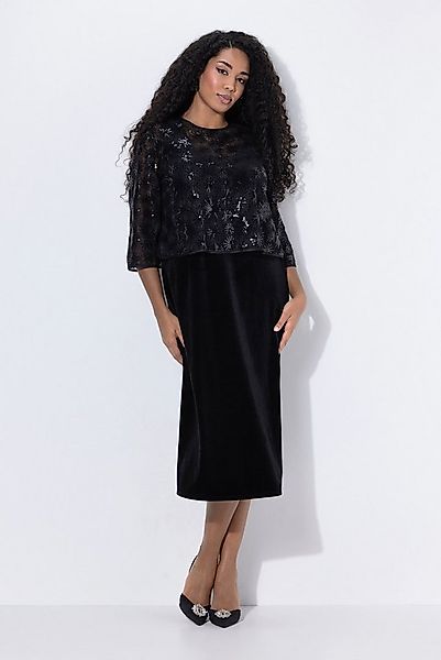 Ulla Popken Cocktailkleid Cocktail-Midikleid Pailletten Rundhals 3/4-Arm günstig online kaufen