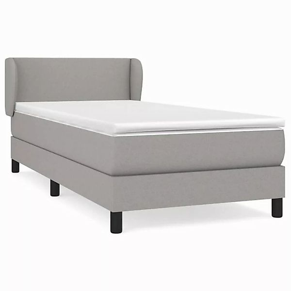 vidaXL Boxspringbett Boxspringbett mit Matratze Hellgrau 90x200 cm Stoff Be günstig online kaufen