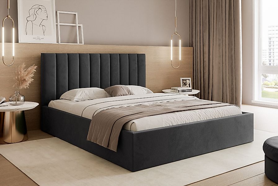 Goldstoff Polsterbett Modernes Bett mit Stauraum günstig online kaufen