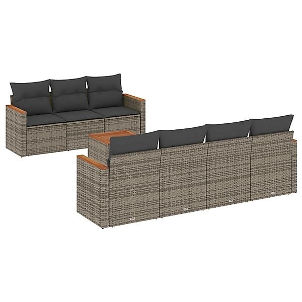 vidaXL 8-Tlg Garten-Sofagarnitur mit Kissen Grau Poly Rattan 3258210 günstig online kaufen