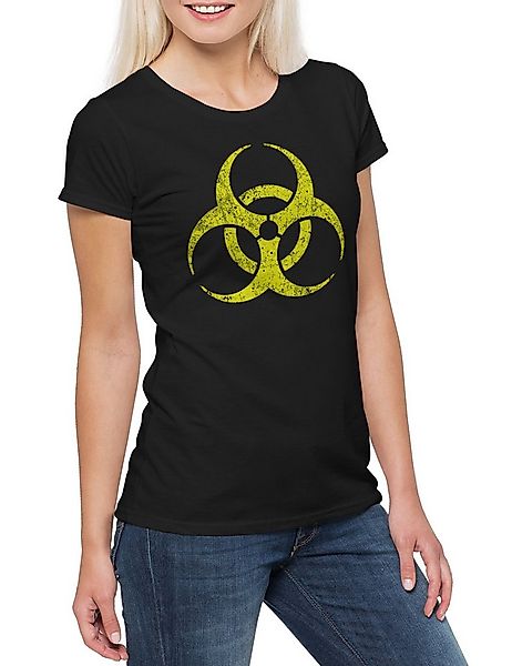 Urban Backwoods Print-Shirt Black Biohazard Vintage Symbol Damen T-Shirt Go günstig online kaufen
