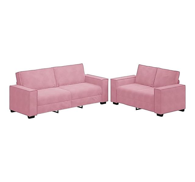 vidaXL Sofa 2-tlg. Sofagarnitur mit Kissen Rosa Samt, 1 Teile günstig online kaufen