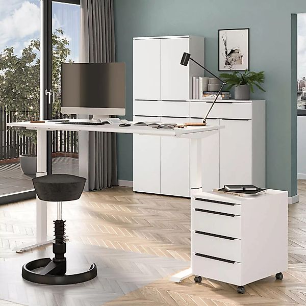 Büromöbel Set 4-teilig MEMPHIS-01 mit Schreibtisch 140x80cm in weiß günstig online kaufen