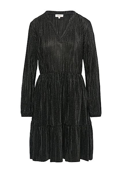 s.Oliver Midikleid - Stufenkleid - Plissee-Jersey, Langarm, Knielang günstig online kaufen
