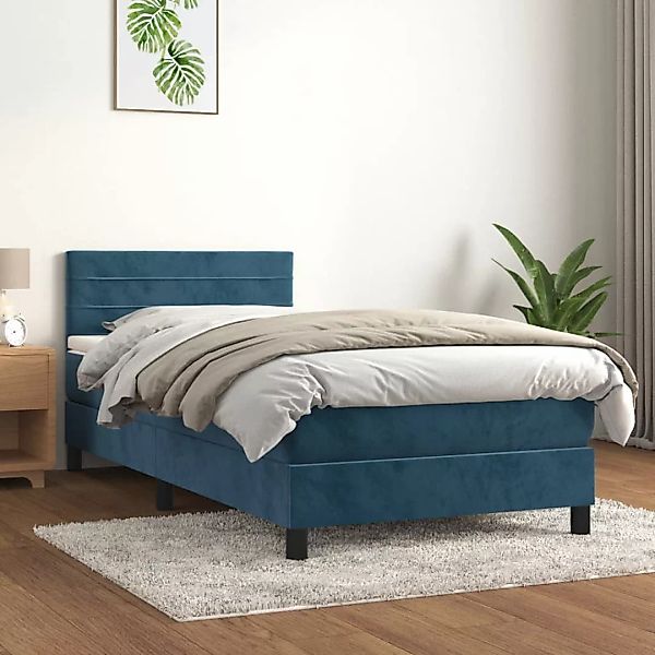 Vidaxl Boxspringbett Mit Matratze Dunkelblau 90x200 Cm Samt günstig online kaufen