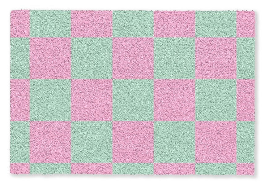 MuchoWow Fußmatte Schachbrettmuster - Grün - Rosa - Würfel, Rechteckig, inn günstig online kaufen