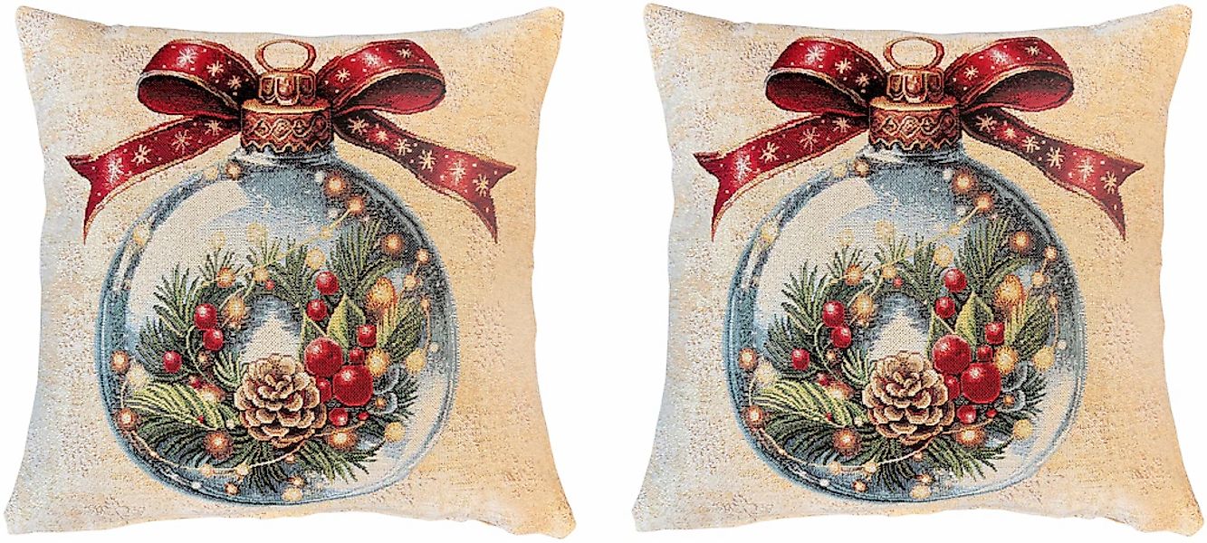 HOME WOHNIDEEN Kissenhülle "CHRISTMAS BALL" ohne Füllung, Gobelin, SET günstig online kaufen