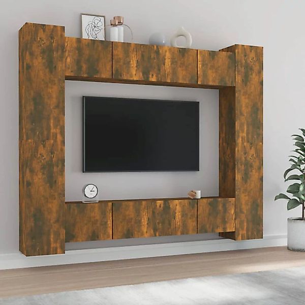 Vidaxl 8-tlg. Tv-schrank-set Räuchereiche Holzwerkstoff günstig online kaufen