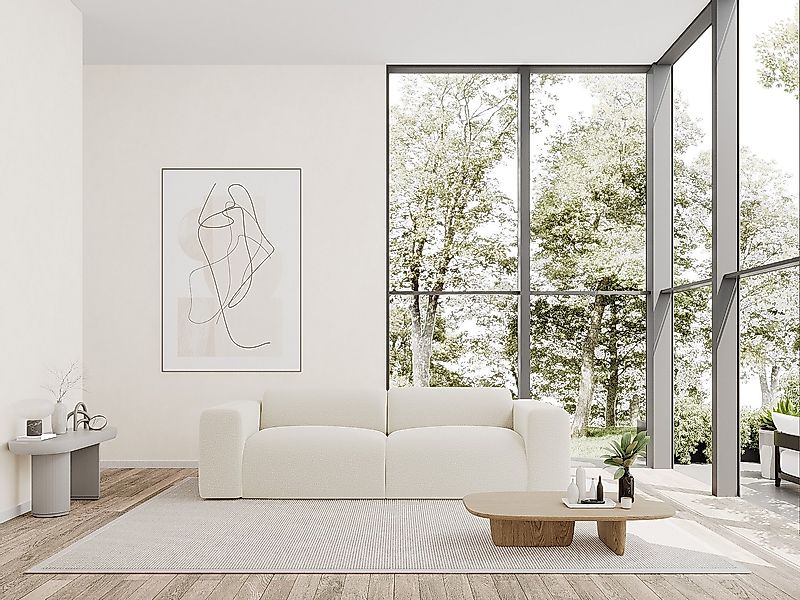 Sofa 4-Sitzer - Bouclé-Stoff - Weiß - POGNI von Maison Céphy günstig online kaufen