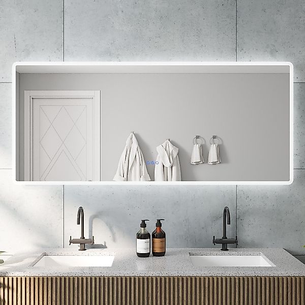AQUALAVOS Badspiegel Badezimmerspiegel mit Touchschalter LED-Beleuchtung günstig online kaufen