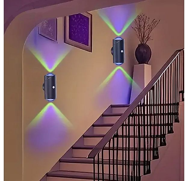 PRIISF LED Würfel Akku Wandleuchte mit Bewegungsmelder Wandlampe RGB Up Dow günstig online kaufen