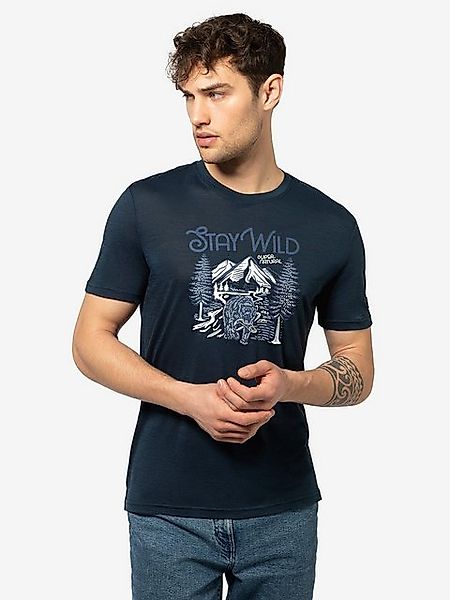 SUPER.NATURAL T-Shirt für Herren, Merino BETTER A FISH THAN ME Angel Motiv günstig online kaufen