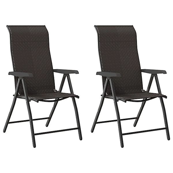 vidaXL Gartenstühle 2 Stk Klappbar Schwarz Kaffeebraun Poly Rattan 4007139 günstig online kaufen