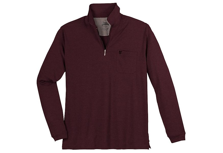 Hajo Langarm-Poloshirt Hajo Zipper Langarm-Poloshirt XXL weinrot melange günstig online kaufen