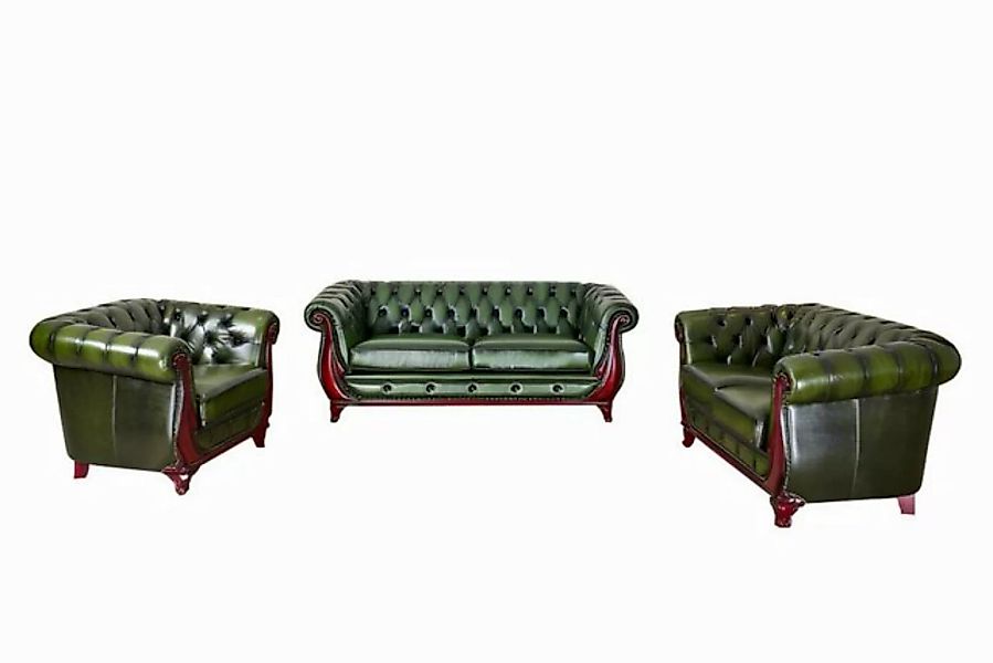 Salottini Polstergarnitur Chesterfield Manchester Sofagarnitur 3/2/1 Grün L günstig online kaufen