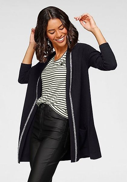 Laura Scott Longstrickjacke mit Kapuze und Schmuckband an der vorderen Kant günstig online kaufen