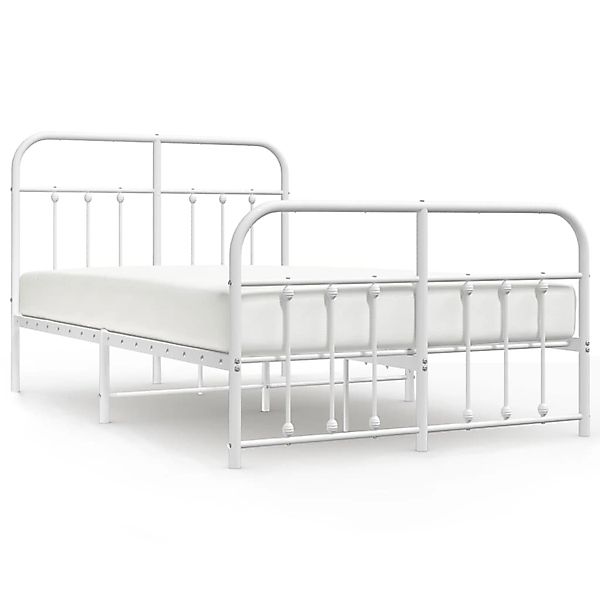 vidaXL Bettgestell mit Kopf- und Fußteil Metall Weiß 120x190 cm Modell 5179 günstig online kaufen